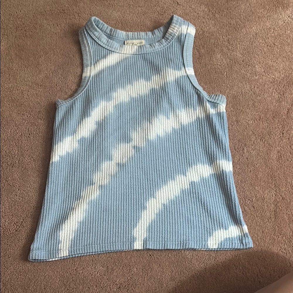 Blue and White Tie-Dye Tank Top